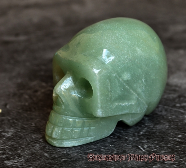 Hexenshop Dark Phönix Jade Kristallschädel Gealach Totenkopf Halbedelstein